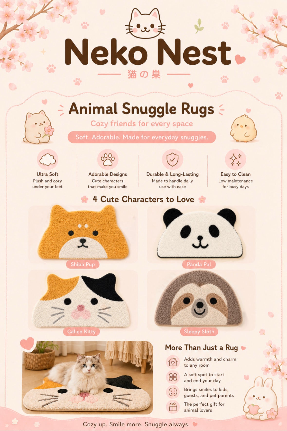 Cute Animal Snuggle Rugs