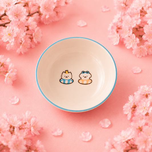 Adorable Ceramic Food & Water Bowl - Poolside Edition