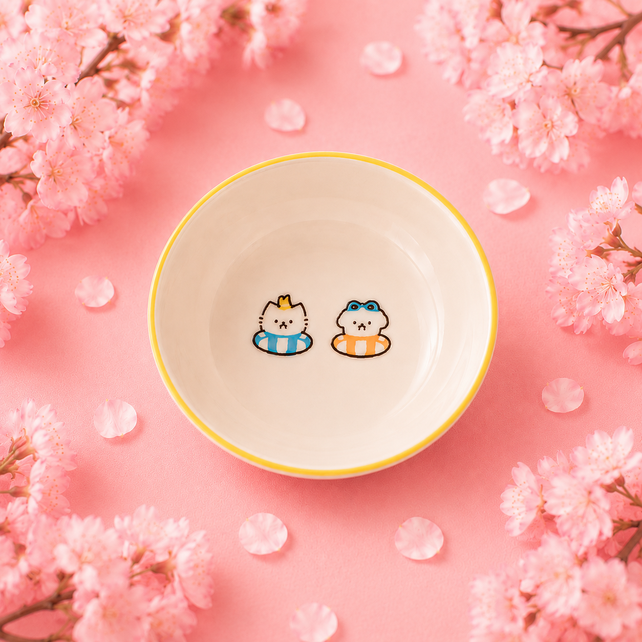 Adorable Ceramic Food & Water Bowl - Poolside Edition