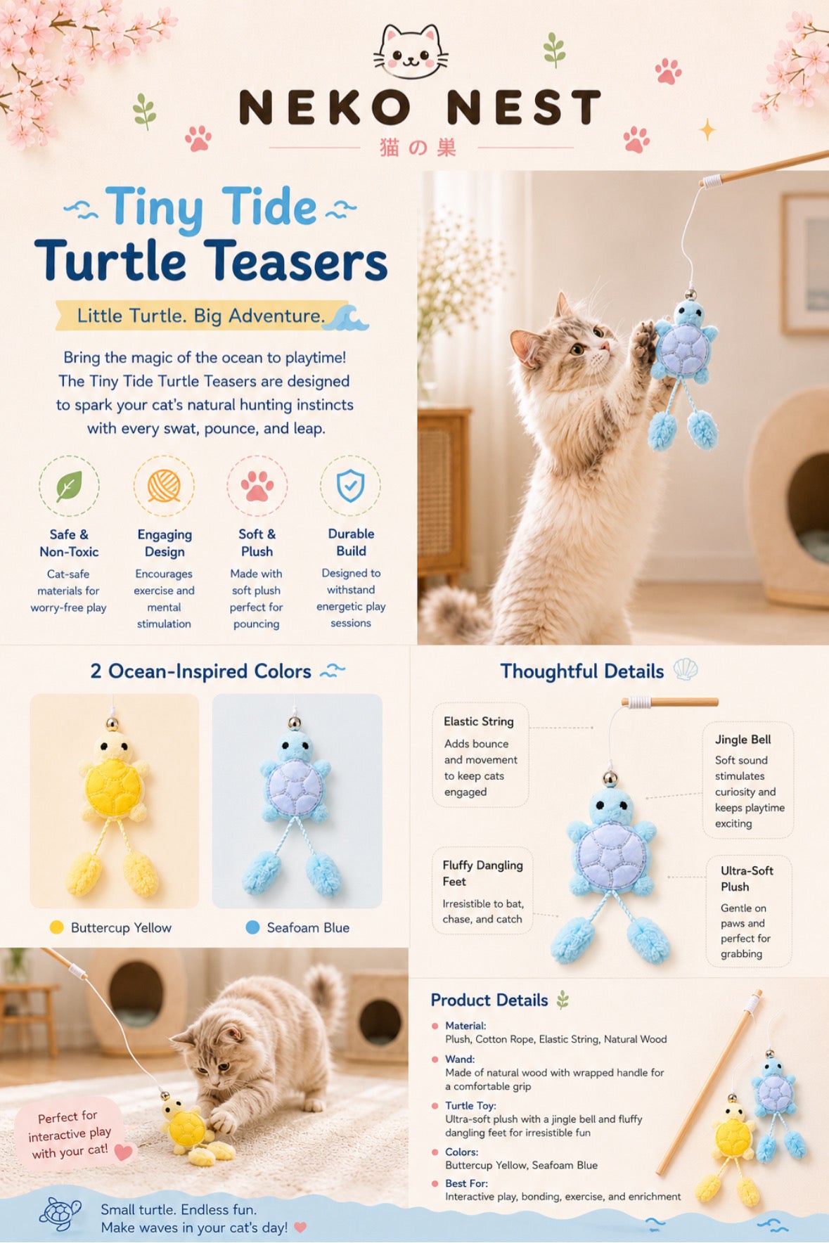 Tiny Tide Turtle Teaser Wand Toy's