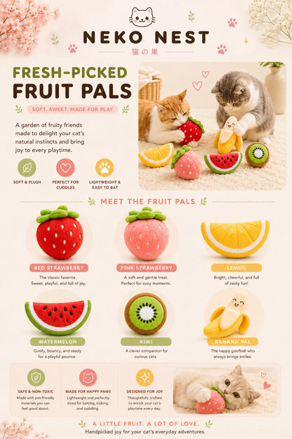 Fresh Picked Fruit Pals - Plush Cat Toys