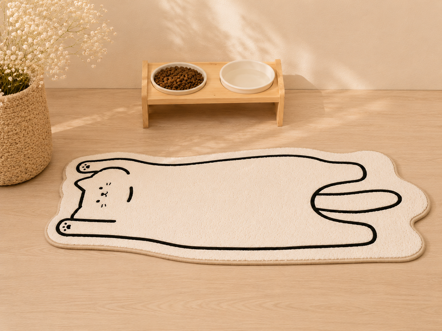 Stretching Beans Cat Shaped Rug