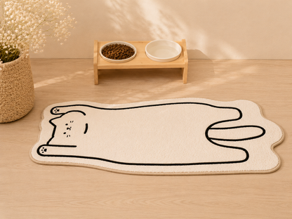 Stretching Beans Cat Shaped Rug