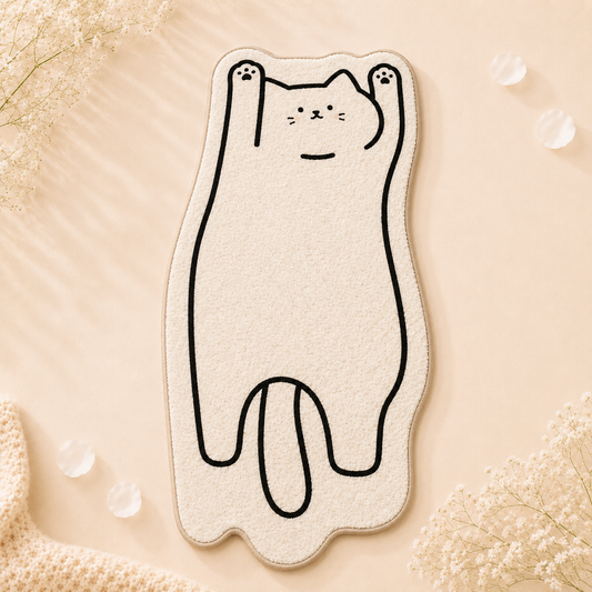 Stretching Beans Cat Shaped Rug