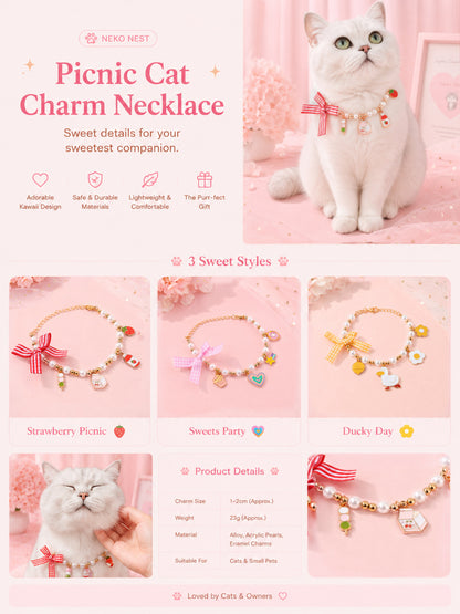 Picnic Cat Charm Necklace