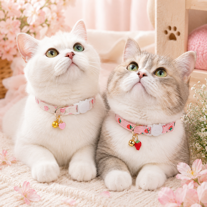 The Sweetheart Strawberry Milk Charm Cat Collar Set - 2 Pack
