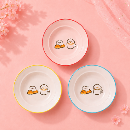 Adorable Ceramic Food & Water Bowl - Croissant Edition