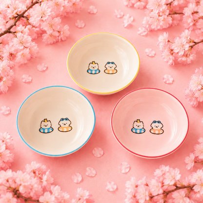 Adorable Ceramic Food & Water Bowl - Poolside Edition