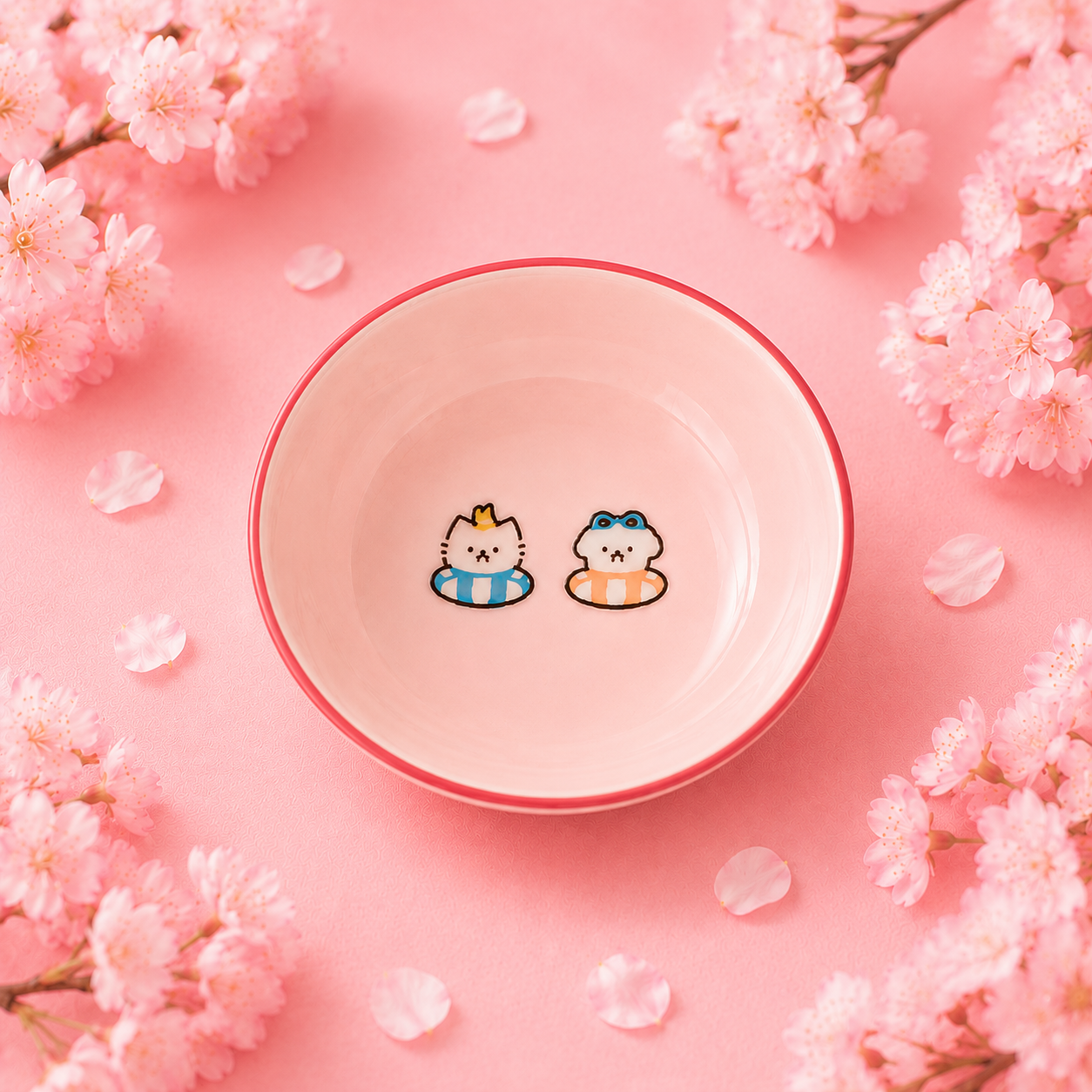 Adorable Ceramic Food & Water Bowl - Poolside Edition