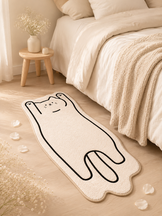 Stretching Beans Cat Shaped Rug